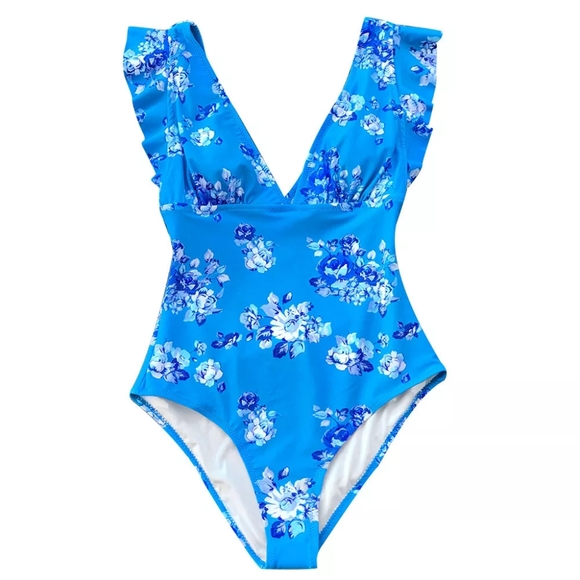 Cupshe Other - Blue Floral One Piece Swimsuit Plus Size 2X